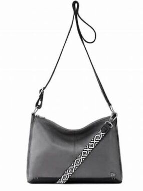 Le Sak Classic Camelia Convertible Leather Crossbody Bag In Slate Grey & Black